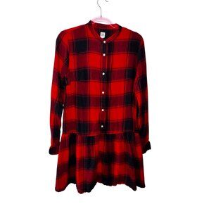 Gap Red Black Buffalo Plaid‎ Shirt Dress Small Tall Lumberjack Preppy Punk Y2K